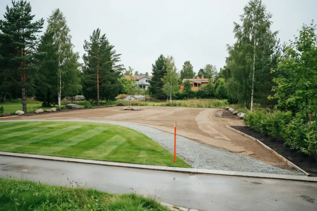 markplanering och finjustering av villatomt i n sbypark t by